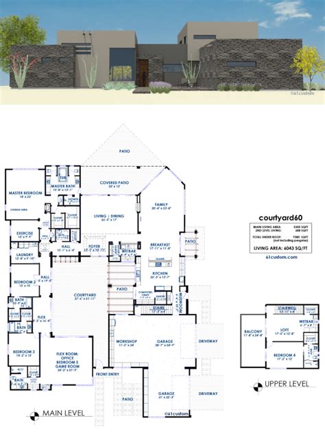 courtyard60 Luxury Modern House Plan | 61custom | Contemporary & Modern House Plans