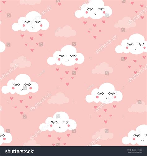 Seamless Smiling Sleeping Clouds Vector Illustration Stock Vector