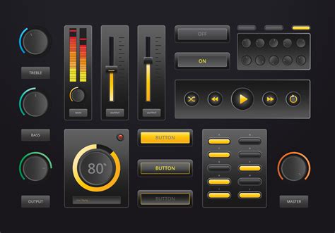 Audio Music Control Ui In Realistic Style In Dark Theme 225072 Vector