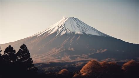 Premium Ai Image Mount Fuji With A Pink Sky