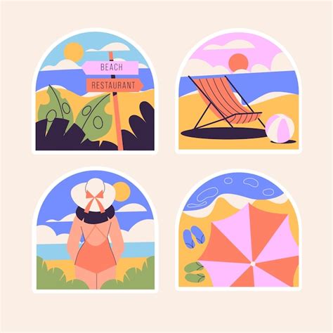 Premium Vector Naive Beach Stickers Collection