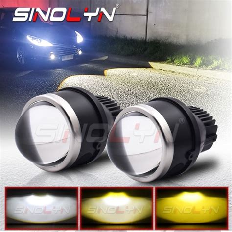 Sinolyn Bi LED Fog Lights LED Projector Lens 5500K 4300K 3000K 3 Mode