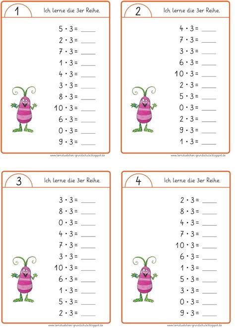 Minikartei Zum Trainieren Der Einmaleinsreihen Mathe Unterrichten