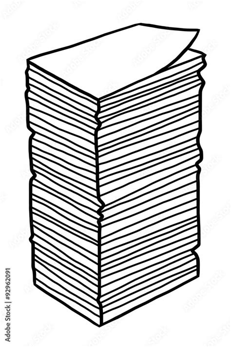 New Paper Stack Cartoon Vector And Illustration Black And White