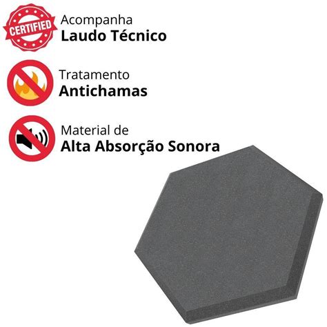 Espuma Acustica Hexagonal X Cm Antichamas Kit C Placas Armazem