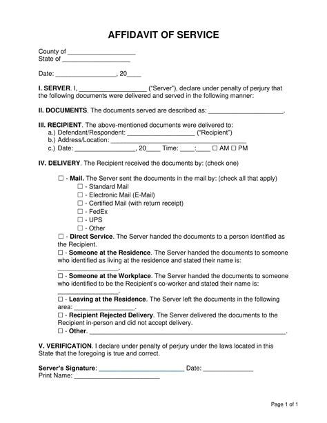 Free Printable Proof Of Service Form Templates Pdf And Word