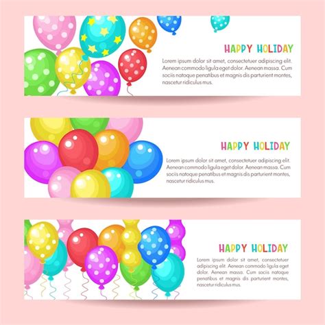 Premium Vector Multicolored Balloons Happy Birthday Card