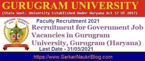 Gurugram University Faculty Vacancy Recruitment 2021