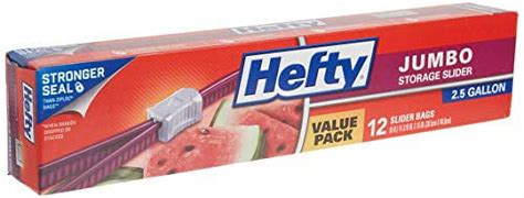 Hefty Slider Jumbo Storage Bags With Zipper Large Zip Lock 2 5 Gallon