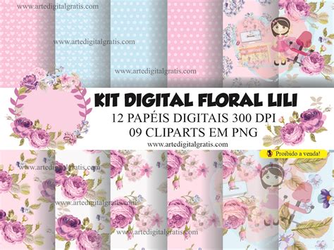 Kit Digital Floral Lili GrÁtis Arte Digital Grátis