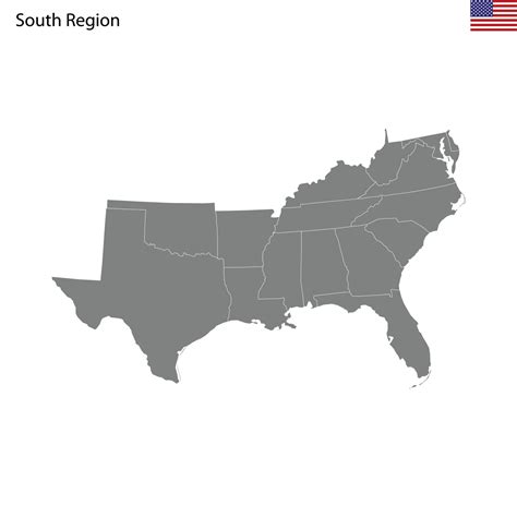 High Quality map of South region of United States of America wit ...