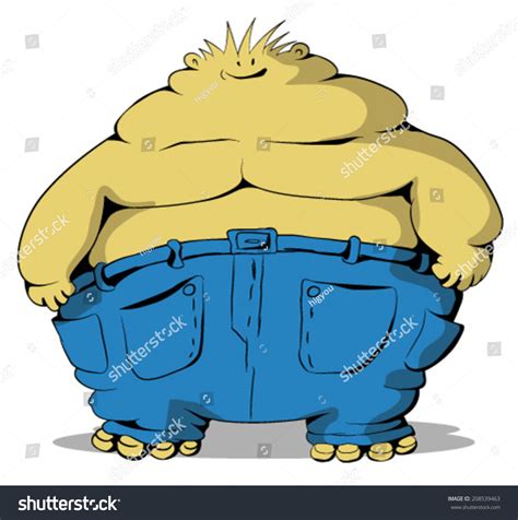 Fat Guy Cartoon Vector Horizontal Over White Royalty Free Stock