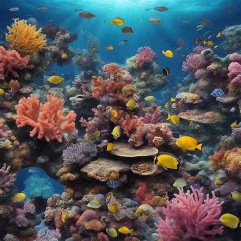 Premium Photo Vibrant Coral Reef Teeming With Diverse Marine Life