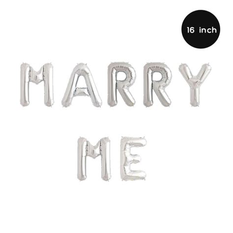 Inch Marry Me Letter Foil Balloons Set Silver