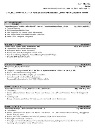 Resume Ravi Sharma PDF