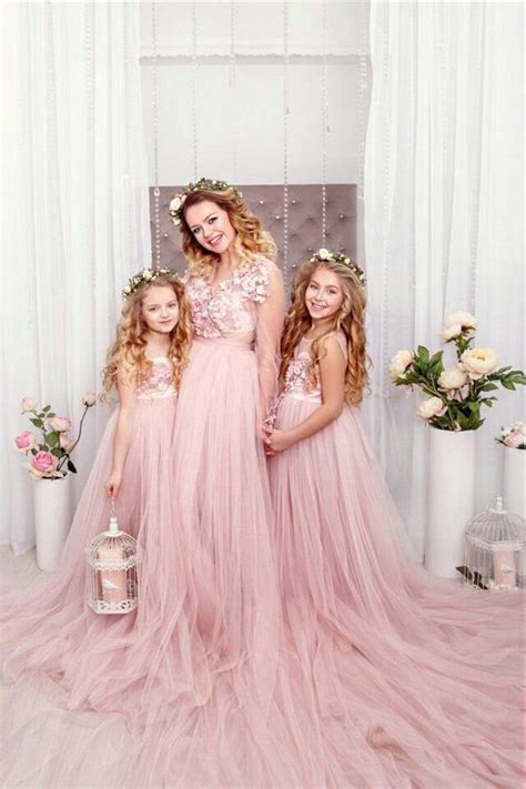 Matching Mother Daughter Dress Matching Lace Dress Wedding Photo