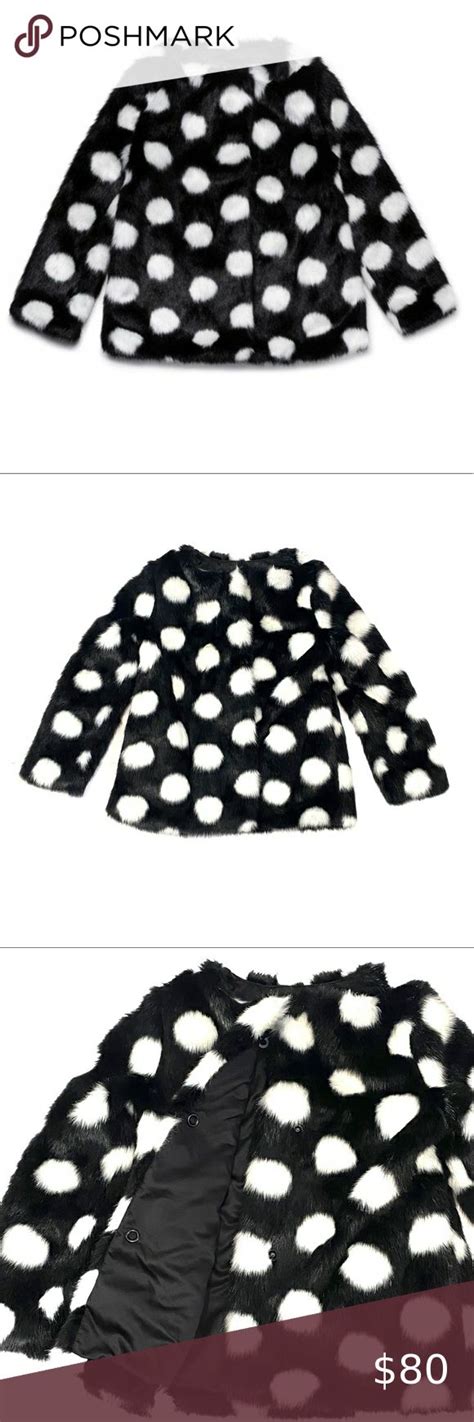 New Kate Spade Polka Dot Faux Fur Coat Faux Fur Coat Kate