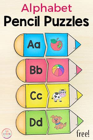 Pencil Alphabet Puzzles Printable for Back to School