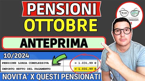 Pensioni Ottobre Anteprima Novit Cedolino Importi Extra Bonus