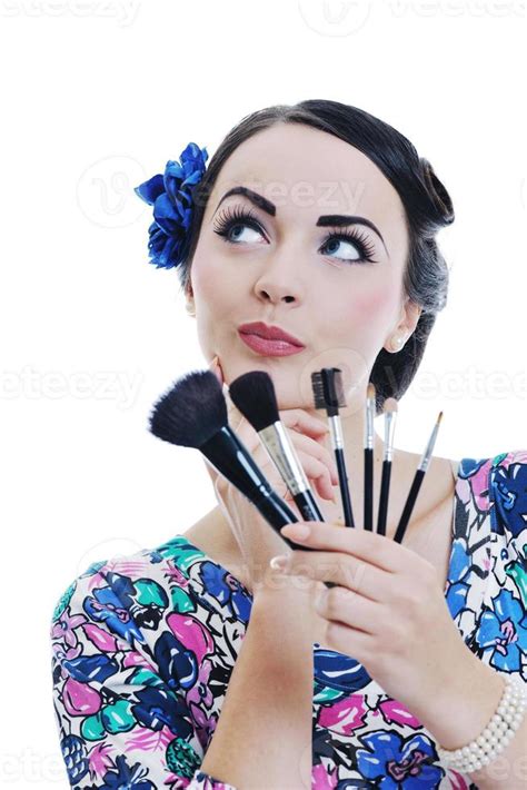 Beautiful Young Woman Applying Makeup 11603648 Stock Photo At Vecteezy