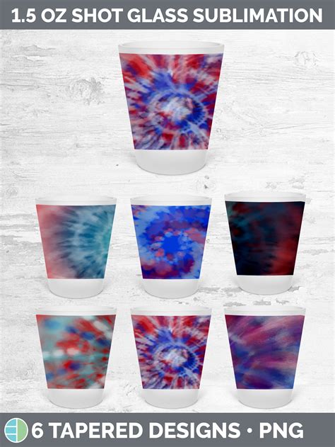 Patriotic Tie Dye Shot Glass Sublimation Tapered Shot Glas