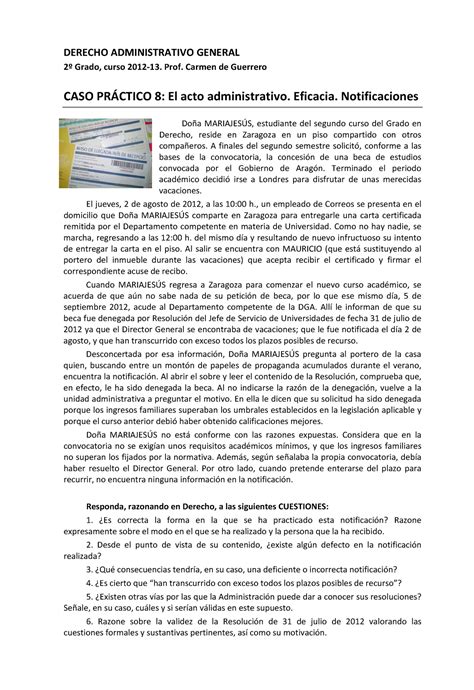 Caso Práctico 3 El Acto Administrativo Eficacia Notificaciones