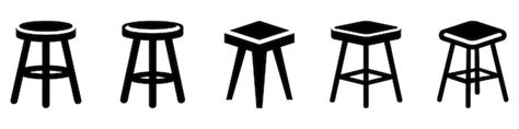 Premium Vector Chair Icons Set Black Silhouette Of Stool Icon In Flat