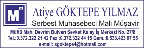 Serbest Muhasebeci Mali Müşavir Atiye GÖKTEPE YILMAZ Kdz Ereğli Gençkobi