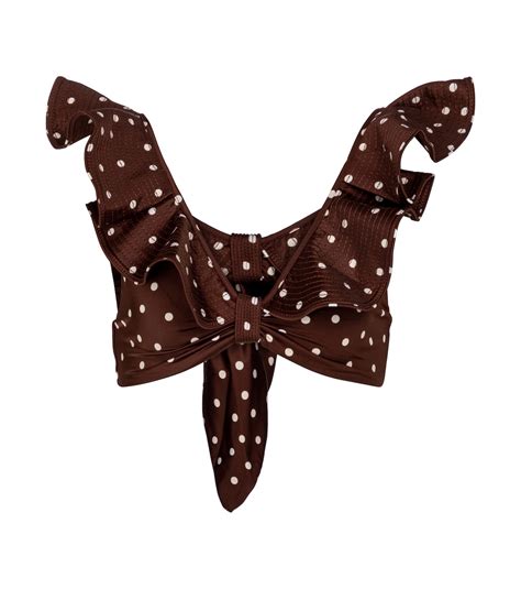 Rolling Hills Polka Dot Bikini Top In Brown Johanna Ortiz Mytheresa