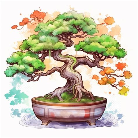 Un dibujo de un árbol bonsái en una maceta con la palabra bonsái