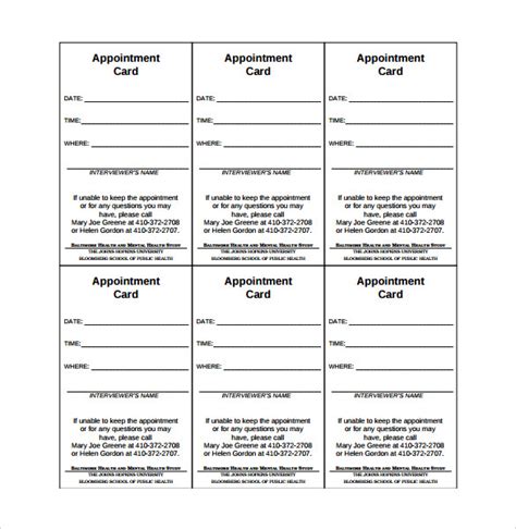 Free 9 Sample Appointment Card Templates In Ms Word Pdf With Medical