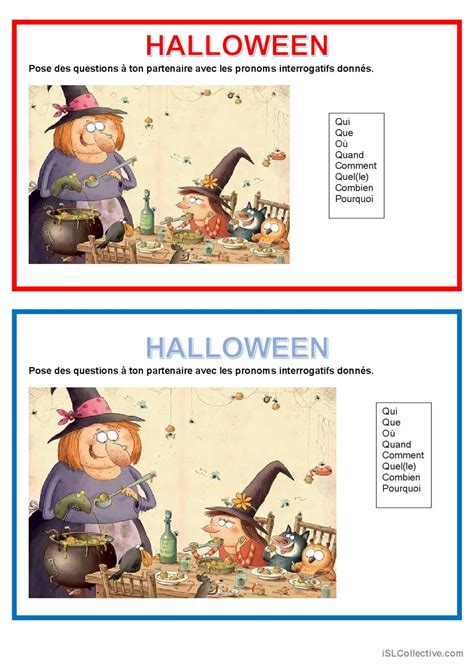 Travail à deux Halloween Deutsch DAF Arbeitsblätter pdf doc