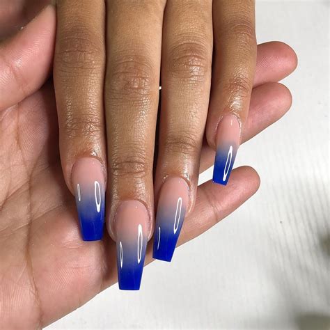 Blue Ombre Nails Blue Coffin Nails Ombre Acrylic Nails Summer