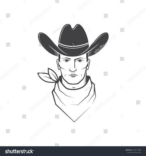 Cowboy Face Isolated On White Background Stock Vector (Royalty Free ...