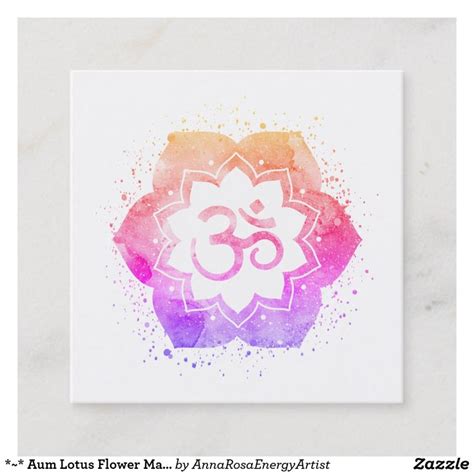 Aum Lotus Flower Mandala Yoga Reiki Teacher Om Square Business Card