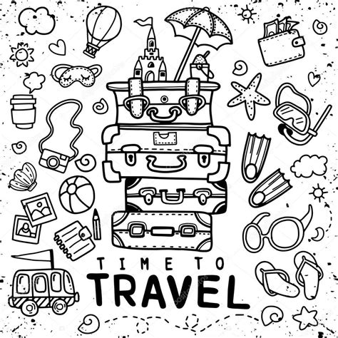 Hand Drawn Travel Element Vector Set