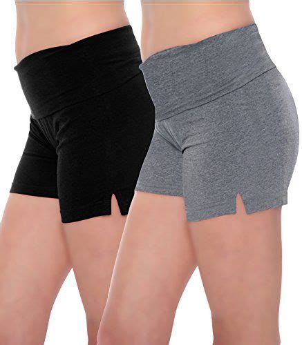 Fold Over Waistband Stretchy Cotton Blend Yoga Shorts You Can Find