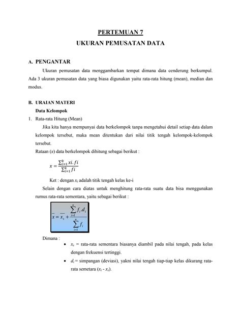 Solution Pert Materi Ukuran Pemusatan Data Kelompok Dan Tugas