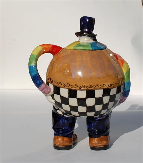 Fancy Teapot Ceramic Whimsical Sculpture Porcelain Figurine Inspire Uplift