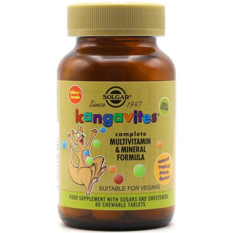 Solgar Kangavites Multivitamin Mineral Formula Tropical Punch Flavour