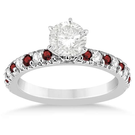 Garnet & Diamond Engagement Ring Setting 14k White Gold 0.54ct - U8657