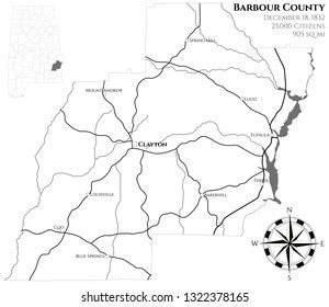 Large Detailed Map Barbour County Alabama Vector De Stock Libre De