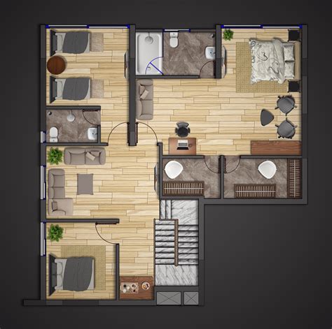 Duplex Apartment Floor Plan- Top Floor on Behance