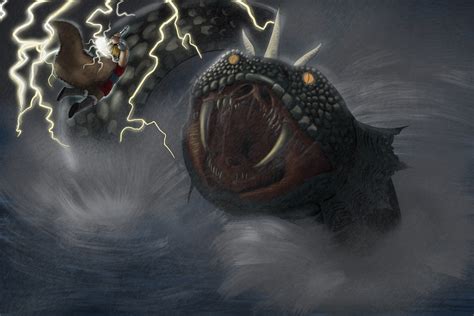 Thor Battles Jormungandr The World Serpent By Ian Carlo Rillon R