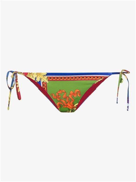 Versace Medusa Renaissance Print Bikini Bottoms Browns