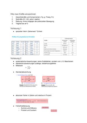 Physik Formelsammlung Grundbegriffe Messfehler Mechanik D