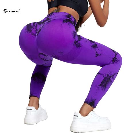 Chrleisure Cal As De Yoga Tie Dye Sem Costura Para Mulheres Cintura