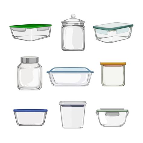 Glass Container Set Cartoon Vector Illustration Vector Art At