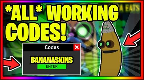 Roblox Banana Eats Secret Codes Get Free Skins And Beacon Youtube