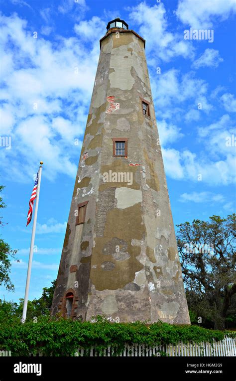 Old Stone Lighthouse On Bald Head Island North Carolina Stock Photo Alamy